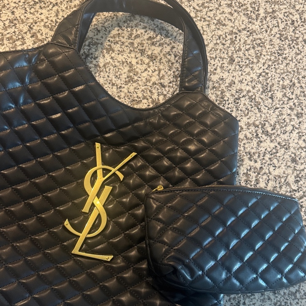 Yves Saint Laurent Black Quilted Tote Bag